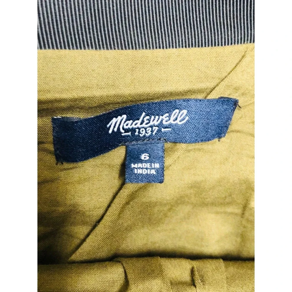 Madewell  Skirt 6 Green Military Khaki Pleated‎ Midi Lined